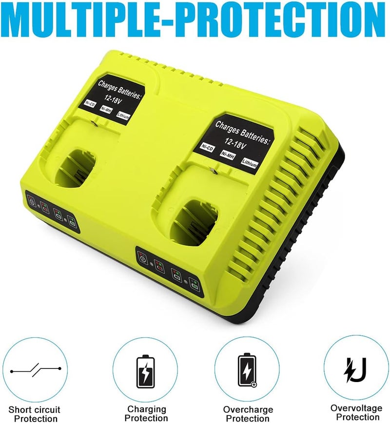 energup 2Port P117 Replace Charger for Ryobi 18V Battery P117 P118 for 18V Max Lithium NiCad P100 P102 P103 P105 P107 P108 Dual Chemistry 12V-18V for Ryobi Battery Charger - Image 4